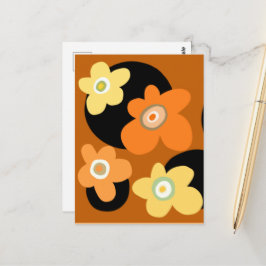 Oranje en bruine bloemen briefkaart