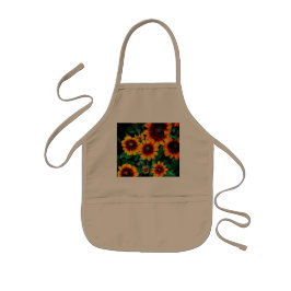 Oranje en bruine bloemen kinder schort