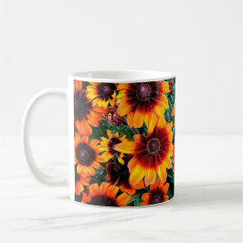 Oranje en bruine bloemen koffiemok
