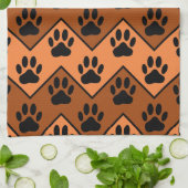 Oranje en bruine Chevron met een hond met een heup Theedoek (Gevouwen)