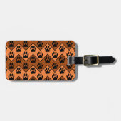 Oranje en bruine Chevron met een hond-paw-patroon Bagagelabel (Voorkant horizontaal)