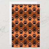 Oranje en bruine Chevron met een hond-paw-patroon Briefpapier (Voorkant / Achterkant)