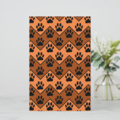 Oranje en bruine Chevron met een hond-paw-patroon Briefpapier (Staand voorkant)
