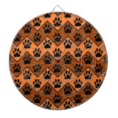 Oranje en bruine Chevron met een hond-paw-patroon Dartbord (Voorkant)