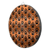 Oranje en bruine Chevron met een hond-paw-patroon Dartbord (Voorkant Rechts)