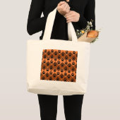 Oranje en bruine Chevron met een hond-paw-patroon Grote Tote Bag (Voorkant (product))