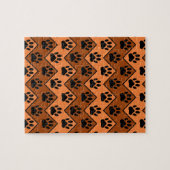 Oranje en bruine Chevron met een hond-paw-patroon Legpuzzel (Horizontaal)