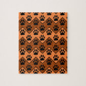 Oranje en bruine Chevron met een hond-paw-patroon Legpuzzel (Verticaal)