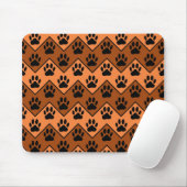 Oranje en bruine Chevron met een hond-paw-patroon Muismat (Met muis)