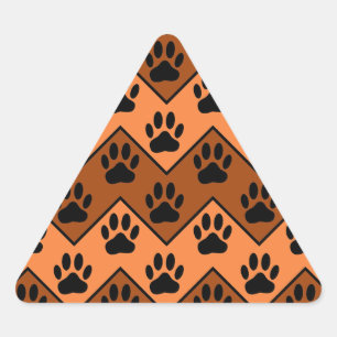 Oranje en bruine Chevron met een hond-paw-patroon Sticker