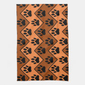 Oranje en bruine Chevron met een hond-paw-patroon Theedoek (Verticaal)