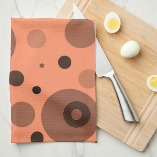 Oranje en bruine cirkels en Stippen Theedoek (Quarter Fold)