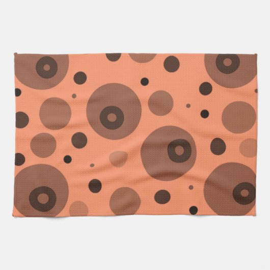 Oranje en bruine cirkels en Stippen Theedoek (Horizontaal)