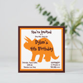 Oranje en bruine dinosaurusfeestdagen kaart (Staand voorkant)