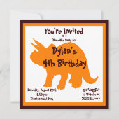 Oranje en bruine dinosaurusfeestdagen kaart (Voorkant)
