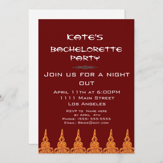 Oranje en bruine feestuitnodiging kaart (Voorkant / Achterkant)