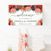 Oranje en bruine Herfst Bloemen Huwelijk Welkom Spandoek (Insitu)