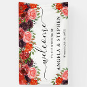 Oranje en bruine Herfst Bloemen Huwelijk Welkom Spandoek (Verticaal)