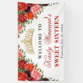 Oranje en bruine Herfst Bloemen Sweet 16 Spandoek (Verticaal)