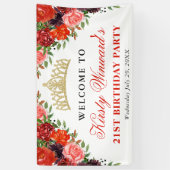 Oranje en bruine Herfst Bloemen Verjaardag Spandoek (Verticaal)