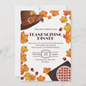 Oranje en bruine herfst Thanksgiving diner uitnodi Kaart (Voorkant)