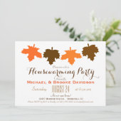 Oranje en bruine herfst verlaat housewarming party kaart (Staand voorkant)