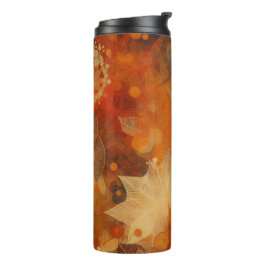 Oranje en bruine herfsttextuur thermosbeker