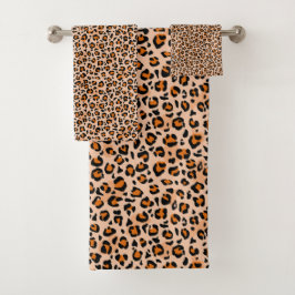 Oranje en bruine luipaardprint bad handdoek