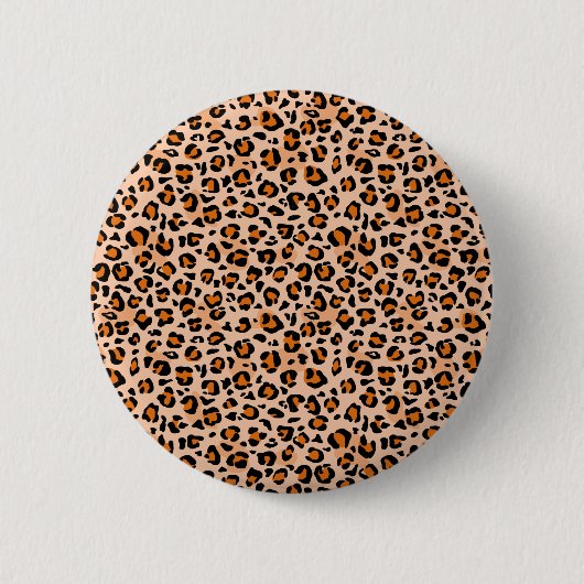 Oranje en bruine luipaardprint ronde button 5,7 cm (Voorkant)