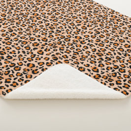 Oranje en bruine luipaardprint sherpa deken