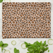 Oranje en bruine luipaardprint theedoek (Gevouwen)