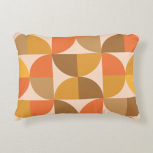 Oranje en Bruine Mid Century Halve Cirkels Accent Kussen