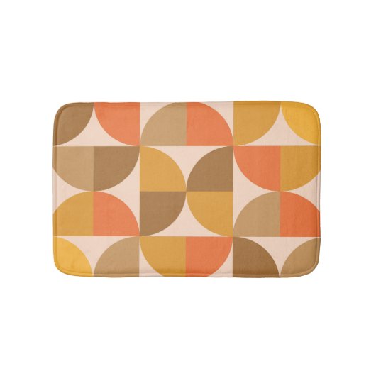 Oranje en Bruine Mid Century Halve Cirkels  Badmat (Voorkant)