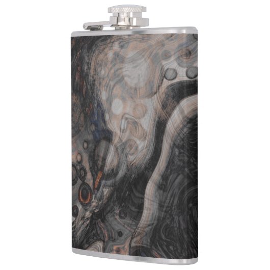 Oranje en bruine moderne kunst heupfles (Links)