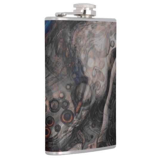 Oranje en bruine moderne kunst heupfles (Rechts)