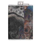 Oranje en bruine moderne kunst heupfles (Achterkant)