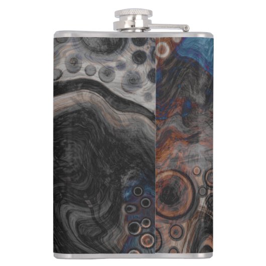 Oranje en bruine moderne kunst heupfles (Achterkant)