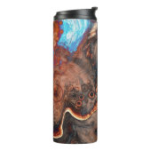 Oranje en bruine moderne kunst thermosbeker (Gedraaid links)