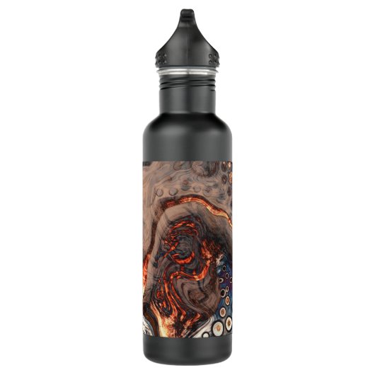 Oranje en bruine moderne kunst waterfles  (Rechts)