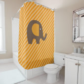 Oranje en bruine olifant op diagonaalbanden douchegordijn (In situ)