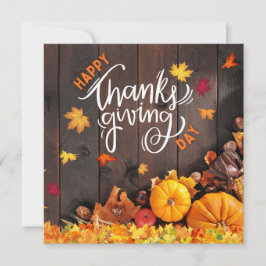 Oranje en bruine rustieke Prettig Thanksgiving Feestdagenkaart