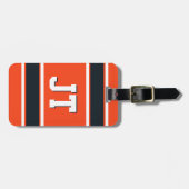 Oranje en bruine sportstrepen gepersonaliseerd bagagelabel (Voorkant horizontaal)