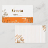 Oranje en bruine tafelkaarten plaatskaartje (Voorkant / Achterkant)