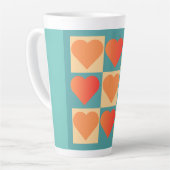 Oranje en Canard Blue met harten Latte Mok (Linkerhoek)