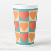 Oranje en Canard Blue met harten Latte Mok (Voorkant)