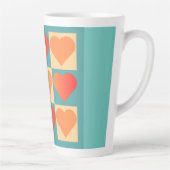 Oranje en Canard Blue met harten Latte Mok (Rechts)