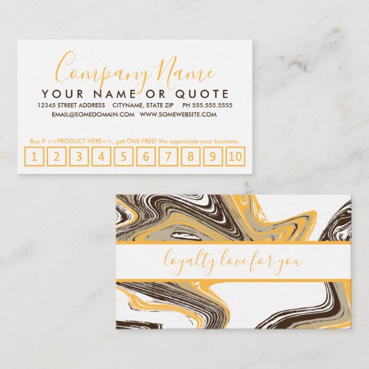 oranje en chocoladestrokken trouwe punkkaart klantenkaartje (Voorkant / Achterkant)