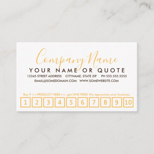 oranje en chocoladestrokken trouwe punkkaart klantenkaartje (Voorkant)