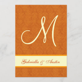 Oranje en Cream Damask Wedding A478 Kaart