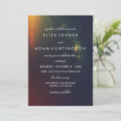 Oranje en donker blauw Galaxy Foto Weddenschap Kaart (Staand voorkant)